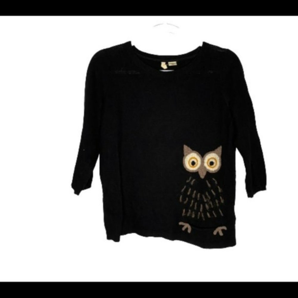 Anthropologie Moth owl applique sweater